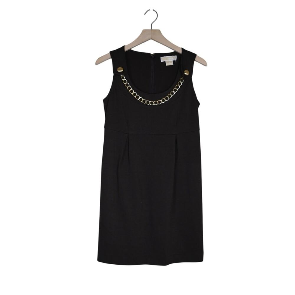 Michael Michael Kors Women's 2 Brown Gold Chain Lined Mini Dress with Pockets